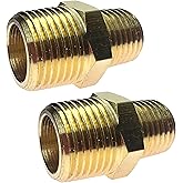 2 adaptadores hexagonales macho NPT de 3/8" NPT x 1/4" NPT de latón CX WONDERLAND