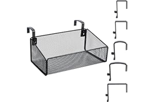 MATIMASU Bedside Shelf for Bed & Bunk Bed Storage Basket Office Cubical Wall Hanging Organizer - 5 Different Size Hooks - College Dorm Home Office Essentials for Phone,Book,Drink,Tissue (Black)