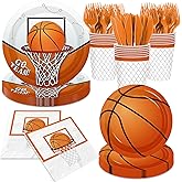 Basketball Party Decorations,144pcs Basketball Birthday Decorations Tableware Basket ball Plates And Napkins Cups Party Supplies for Boys Birthday,Serve 24