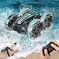 AmazeFun Amphibious Remote Control Car, 2.4GHz Gesture Sensor 4WD Remote Control Boat,360° Rotating Waterproof RC Stunt Car for Age 4 5 6 7 8 9-12 Kids Girls Boys Gift,All Terrain Beach Pool Water Toy