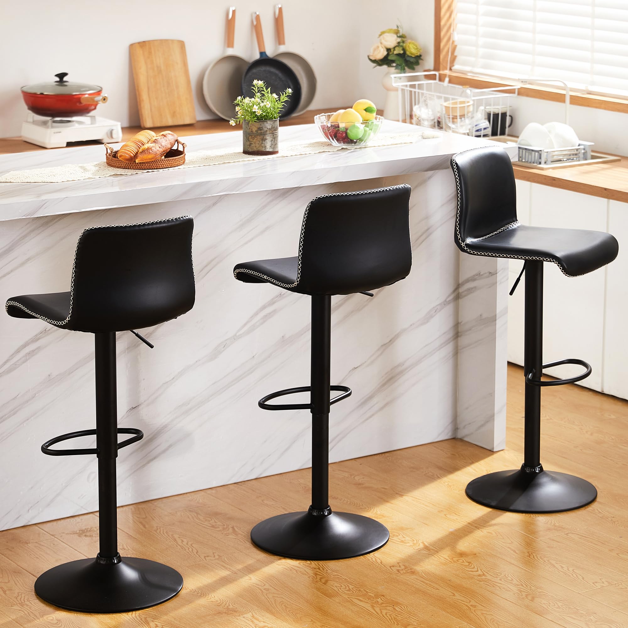 HeuGah Swivel Bar Stools Set of 4, Counter Height