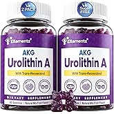 ELLAMENTZ Triple-Strength Urolithin A Supplement - Urolithin A+ 500mg with Calcium AKG, Acerola Vitamin C, Trans Resveratrol Gummies for Healthy Aging & Cellular Renewal 120 Counts