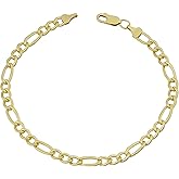 Kooljewelry 14k Yellow Gold Filled Men's Solid 5.2 mm High Polish Figaro Link Bracelet (8.5 inch)