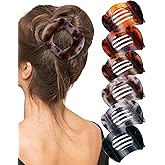 Flat Hair Clips for Women,6 Pcs Curved Claw Clips for Women Girl, Large Strong Hold Barrettes Claw Clips for All Hair Textures Thick & Thin Hai