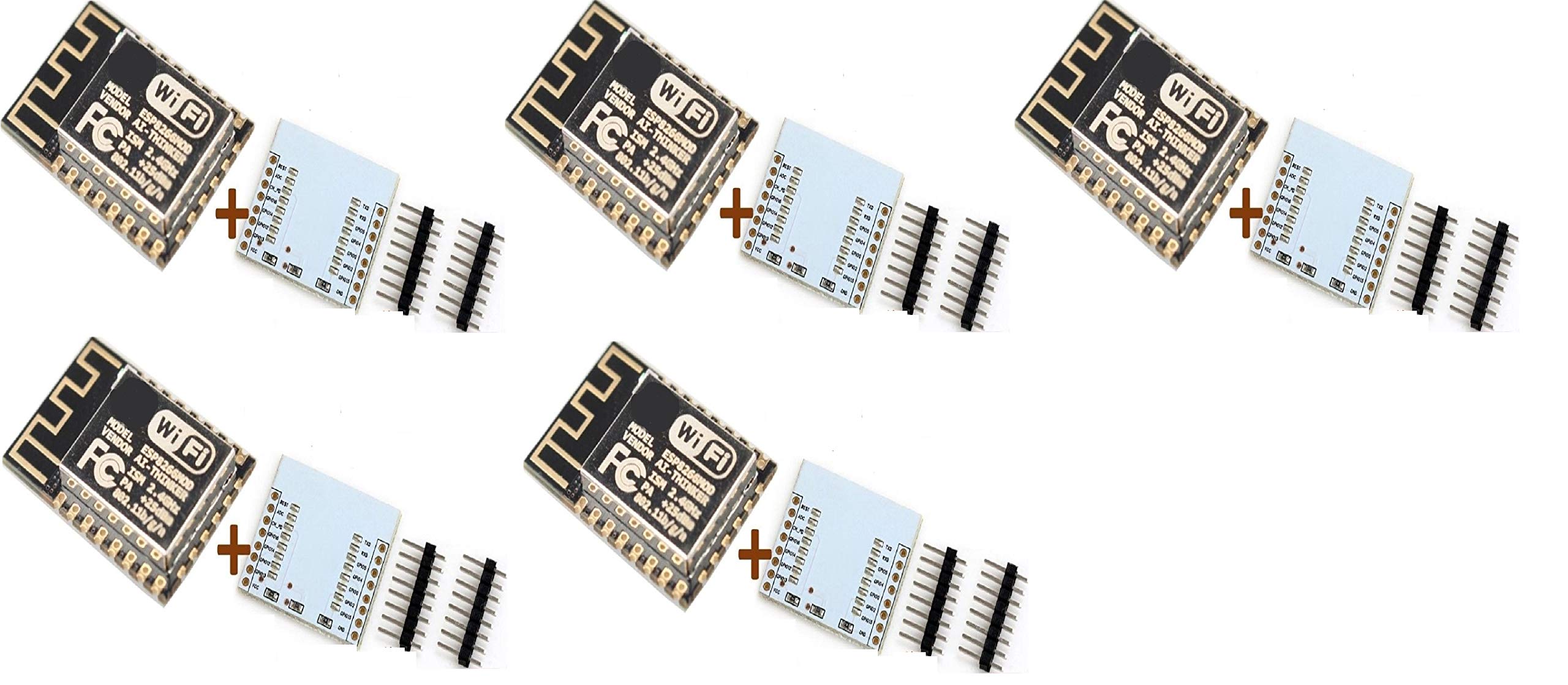 TECNOULAB 5 pcs ESP-12F ESP12F ESP8266 Serial WiFi Module (ESP-12 Upgrade) + Expansion Board