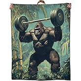 Gorilla Blankets for Adult Kids, Flannel Gorilla Throw Blanket, Birthday Gifts, Gorilla Decor for Sofa Couch Bed Living Room Soft Warm Lightweight Cozy 60" x 50"