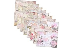 CIMAXIC 16Pcs Vintage English Decorative Scrapbooking Background Papers for DIY Journals Planners and Crafting Aesthetic Floral Design for Collage and Decoupage