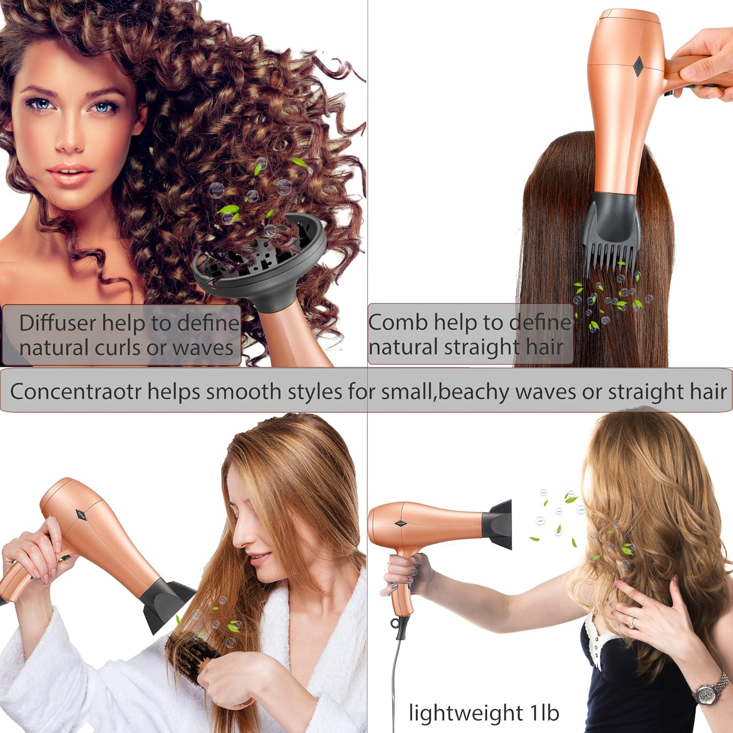 Nition Negative Ions Ceramic Hair Dryer With Diffuser Attachment