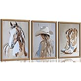 YDBFVFGF 3pcs Western Cowgirl Wall Art Hat Cowgirl Posters Cowboy Boots And Horse Canvas Prints Western Oil Paintings Style Neutral Rural Aesthetic For Living Room Bedroom Home Wall Decor Unframed
