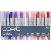 Copic Ciao, Alcohol Markers, 72 Colors, Dual Brush Tip Art Markers for Artists &amp; Creators, Blendable Markers for Coloring Drawing &amp; Illustration Art - Set A