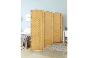 JOSTYLE Room Divider 6ft. Tall Extra Wide Extra Wide Privacy Screen, Folding Privacy Screens with Diamond Double-Weave Room dividers and Freestanding Room Dividers Privacy Screens(Yellow, 6-Panel)