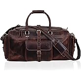 Duffle Bag For Men and Women, 28 Inch Vintage Buffalo Leather Travel Duffle Bag, Genuine Carry On Overnight Bag, Weekender Gym Bag with Shoulder Strap, Carry on Luggage Bags