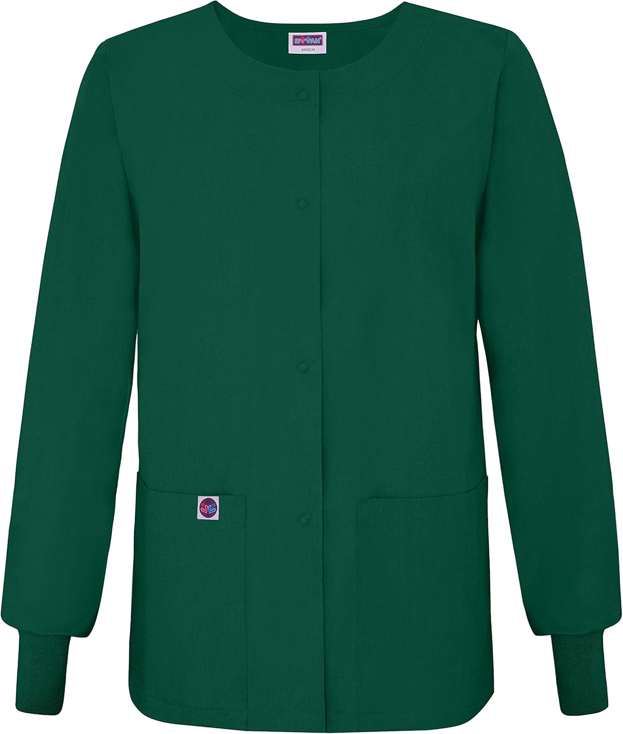 Sivvan Women's Scrubs Warm-Up Jacket/Front Snaps - Round Neck: Clothing