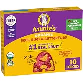 Annie's Organic Bees, Bugs &amp; Butterflies Fruit Flavored Snacks, 10ct, 7 oz | Strawberry, Raspberry &amp; Apple Flavors, Vegan Kids Snacks, Individually Wrapped for Lunchboxes