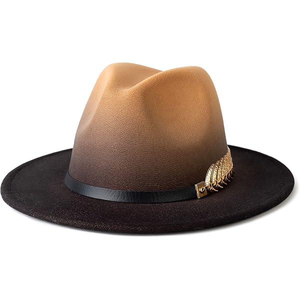 Classic Felt Fedora Hat, Wide Brim with Rivets Studded Belt  display picture 1