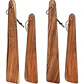 Tebery 4 Pack Small Wood Flipper Teak Wood Spatula Set for Cast Iron, 10 Inch 12 Inch Flat Wooden Turner Multipurpose Wood Cooking Utensil for Flipping, Serving, Scraping & Turning