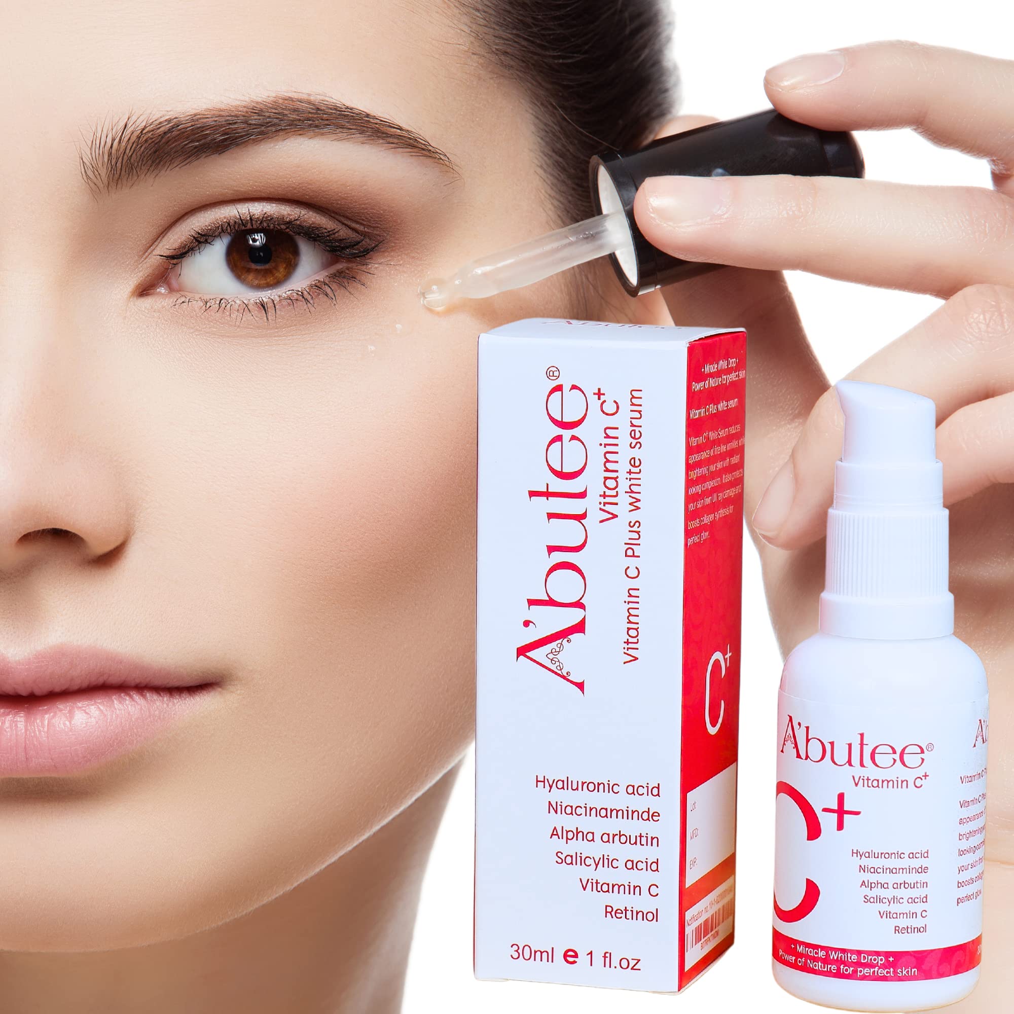 ARBUTEE | Vitamin C Anti Aging plus Brightening Face Serum -Hyaluronic Acid, Niacinamide, Alpha Arbutin, Salicylic Acid, Vitamin E and Retinol for Men Woman