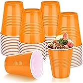 Kochorie 50 Pack Disposable Plastic Cups 12 Ounce Orange Solo Cups Drinking Party Cups Bulk Party Cups for Fall Thanksgiving, Wedding Birthday Parties, Picnics Events