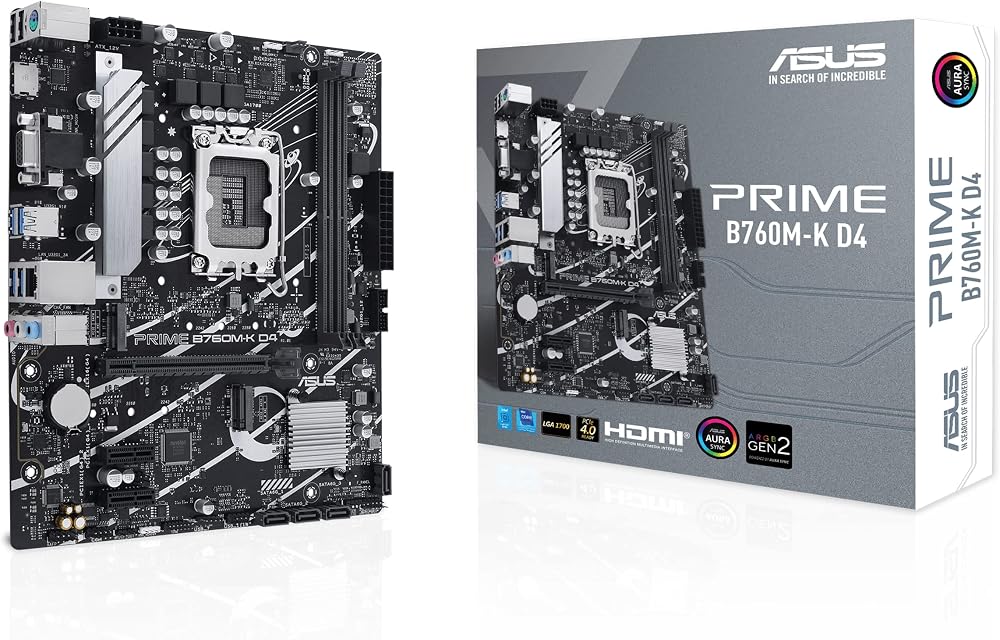ASUS Prime B760M-K D4 Motherboard Intel B760 LGA 1700 mATX DDR4 M.2 PCIe 4.0