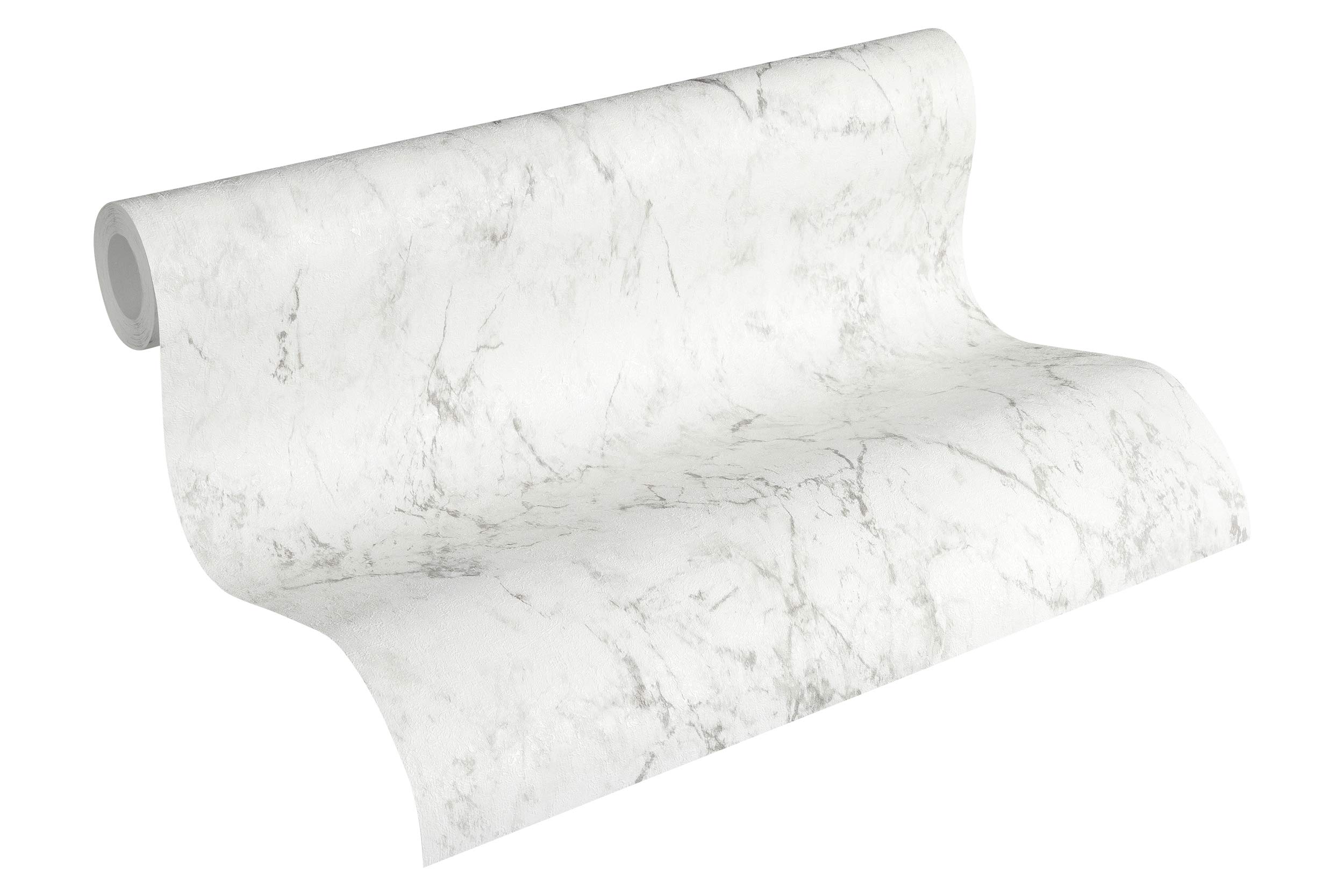 A.S. Création Marble Wallpaper Elements Non-Woven Wallpaper 10.05 m x 0.53 m White Grey Made in Germany 361573 36157-3 — image 1