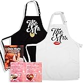 ALLER HOME&KITCHEN The Mr & The Mrs Aprons One-Size-Fits-All Funny Aprons for Couples, Bridal Showers, Weddings, Engagement