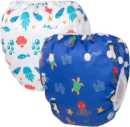 Hbselect 2 Pcs Bebe Maillot De Bain Lavable Couche De Bain Ajustable Couches Reutilisables De Bebe De Couches De Pantalon De Bain Couches Impermeables De Natation 0 24 Moins Bebe Garcon Amazon Fr Bebes