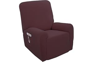 U-NICE HOME Recliner Chair Covers 4 Pieces Stretch Jacquard Chair Slipcovers (Recliner, Chocolate)