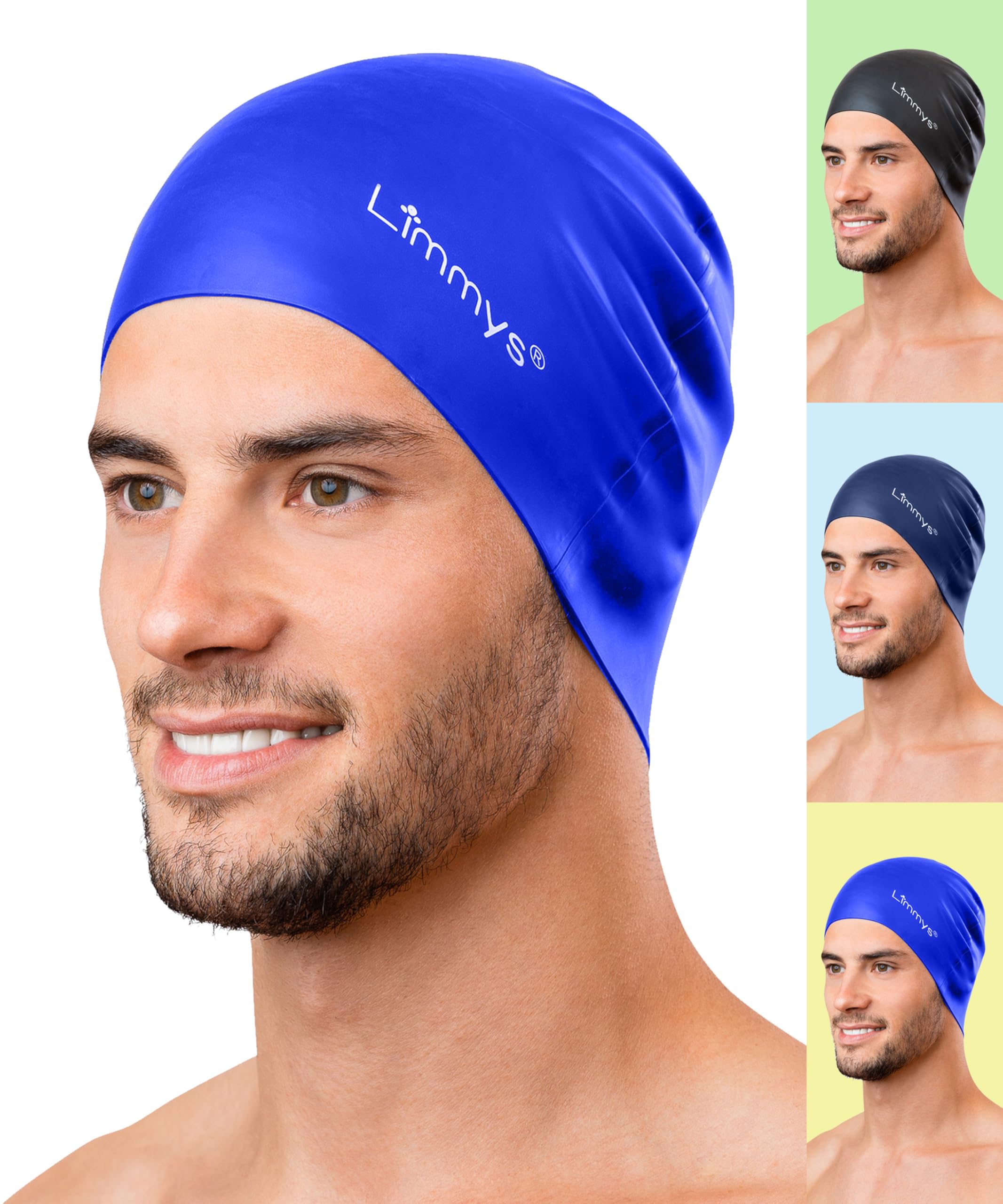 Limmys Silicone Swim Cap for Adults – Soft Stretch Non-Slip Swimming Cap for Women & Men – Comfortable No-Headache Fit, Chlorine-Resistant, Secure Ear Seal, Durable Latex-Free Silicone