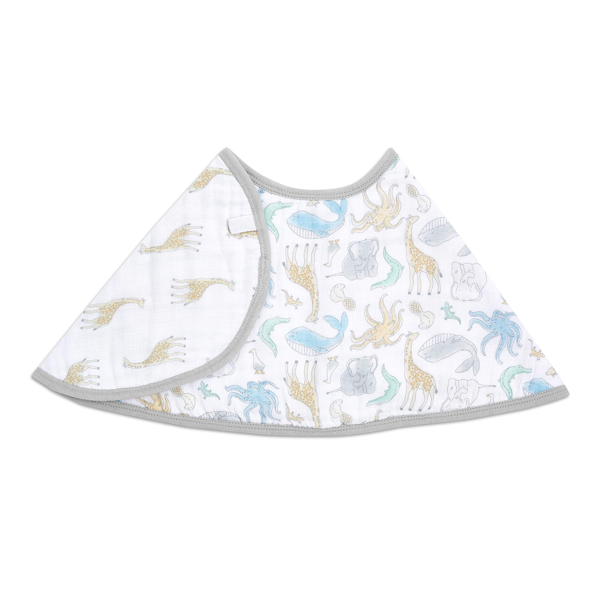 aden + anais essentials Baby Burpy Bib, 100% Cotton Muslin, Soft Absorbent 4 Layers, Multi-Use Burp Cloth & Bib for Infant & Toddler, 57cm x 28cm, Single, natural history