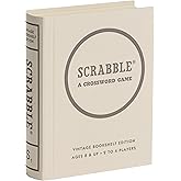 WS Game Company Scrabble Vintage Bookshelf Edition Board Game, 2-4 Players | Classic Family Word Board Game, Linen-Wrapped Book Box, Integrated Storage, Retro Design, Adults and Kids Ages 8 and Up