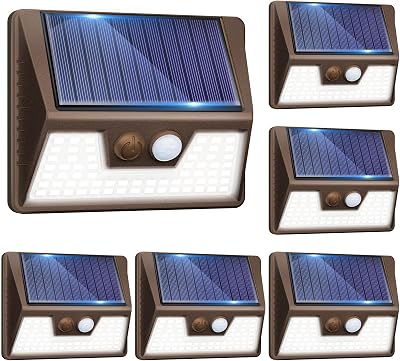 vighep 6 Pack Solar Lights Outdoor Motion Sensor Led Security Light IP65