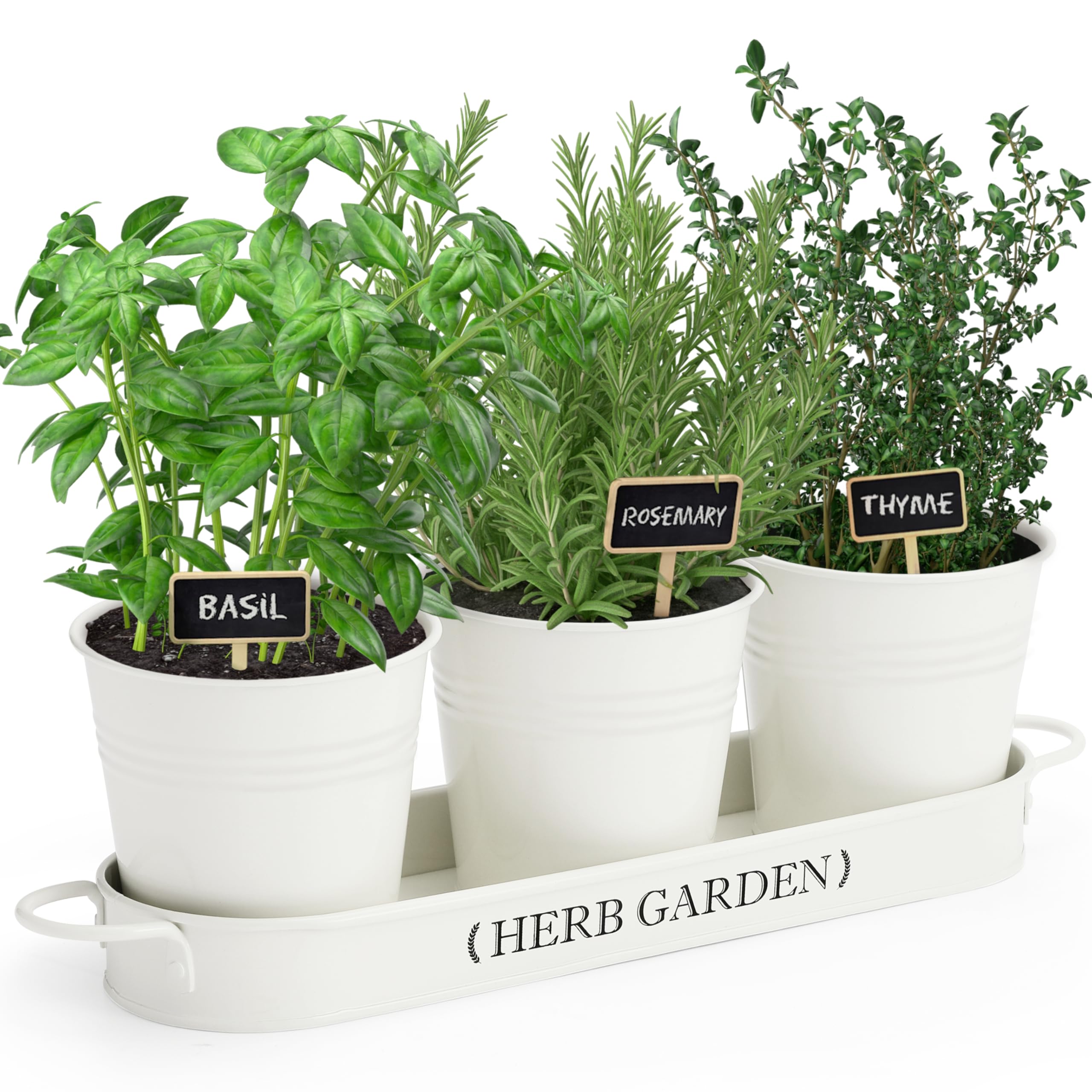 PERFNIQUE Indoor Herb Garden, Herb Planter for Indoor/Outdoor, Farmhouse Plant Pots, Windowsill Herb Garden with Tray(Planter only) Window Pots
