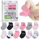 Organic Cotton Blend 12 Pairs Socks for Baby Girl 0-6 M Gift Registry | Oeko-Tex Certified, Ankle Socks, 12 Pairs, Girls Ankle Socks, Newborn Girl Socks, Pink, For Baby Girls, 0-6 Months