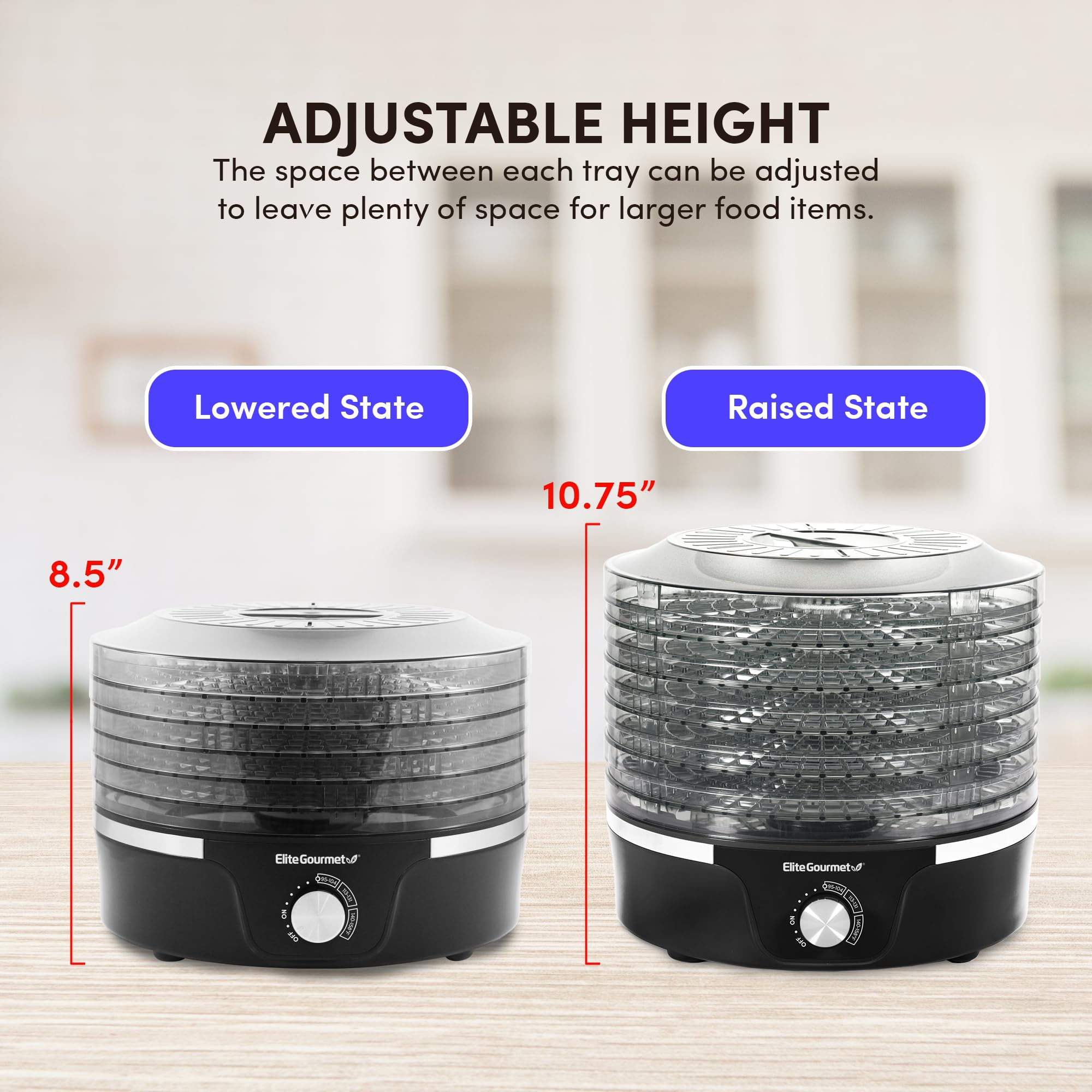 Elite Gourmet EFD319 Food Dehydrator, 5 BPA-Free 11.4
