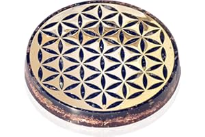 Orgonite Crystal Water Charging Plate with Black Tourmaline Healing Crystals and Flower of Life –Orgone Charging Coaster for Spiritual Cleansing and E-Energy Protection (90mm)
