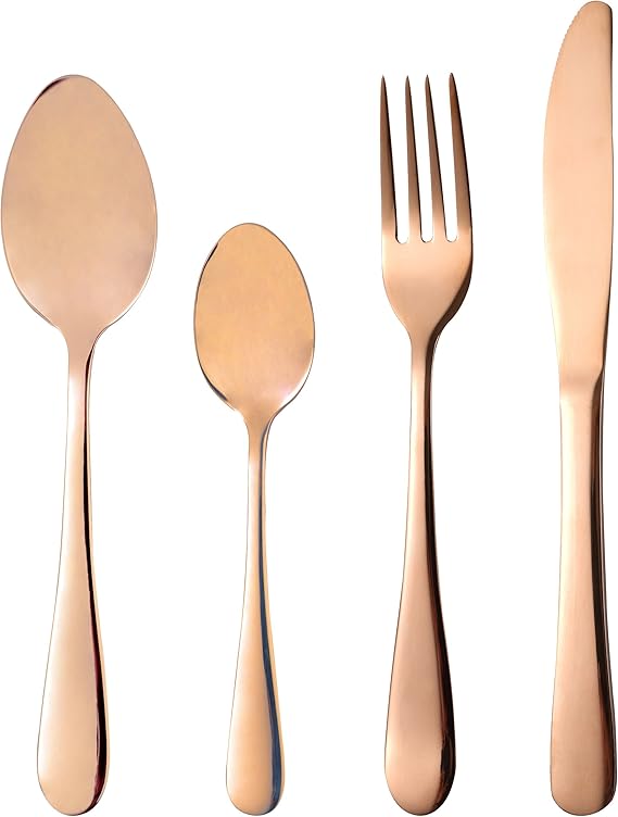 Bergner Cubertería, Acero Inoxidable, Cobre, 25x18x6 cm, 24 Unidades: Amazon.es: Hogar