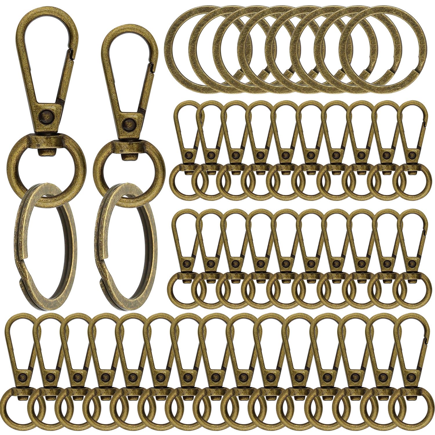 Photo 1 of 100PCS Swivel Clasps Lanyard Snap Hooks with Key Rings, Keychain Hook, 50 Pcs Large and Small Swivel Hooks with 50 Key Rings for DIY Crafts, Lanyard Making(Bronze)