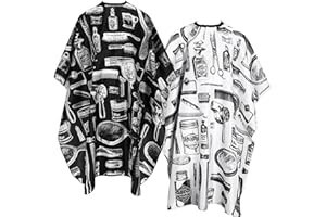 FEBSNOW Professional Hair Cutting Cape, 2 Pcs Hairdressing Barber Salon with Closure Snap for Styling Coloring Hair Cutting Cape Accessories（Print Design）