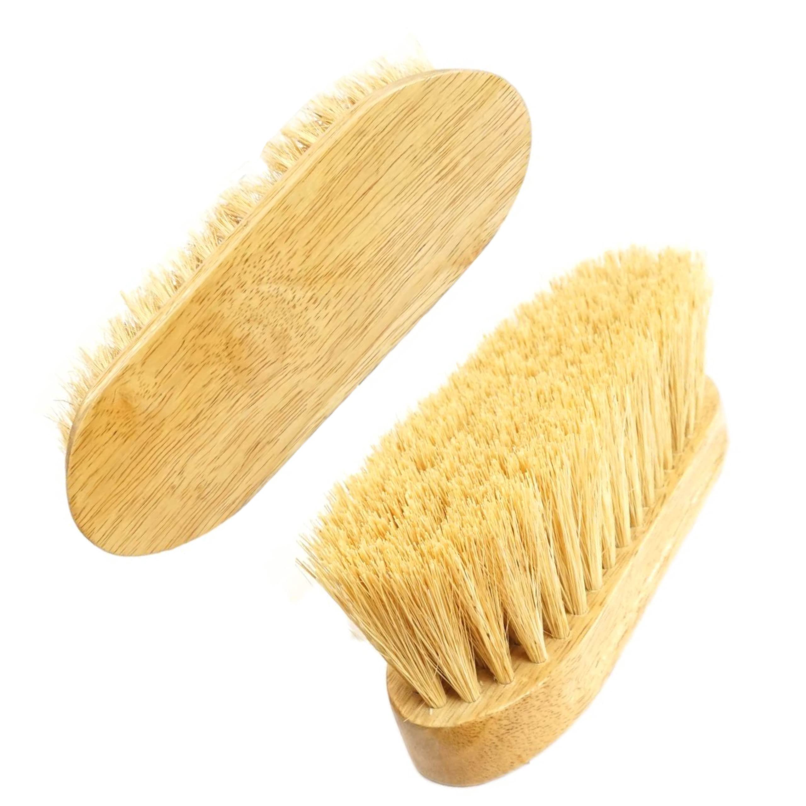 Root Brush for Horse Donkey Goats with Wooden Back and Long Bristles Particularly Stable and Robust (2 x Wood)