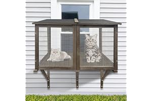 Cat Catio Outdoor Window Enclosure for Large Cats - Expandable Cat Window Bed for Napping, Sunbathing & Enjoying Scenery