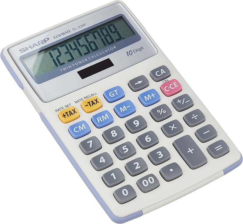 Sharp EL 334 Calculator Off-White 10 Digits 4 Key Memory Solar Battery