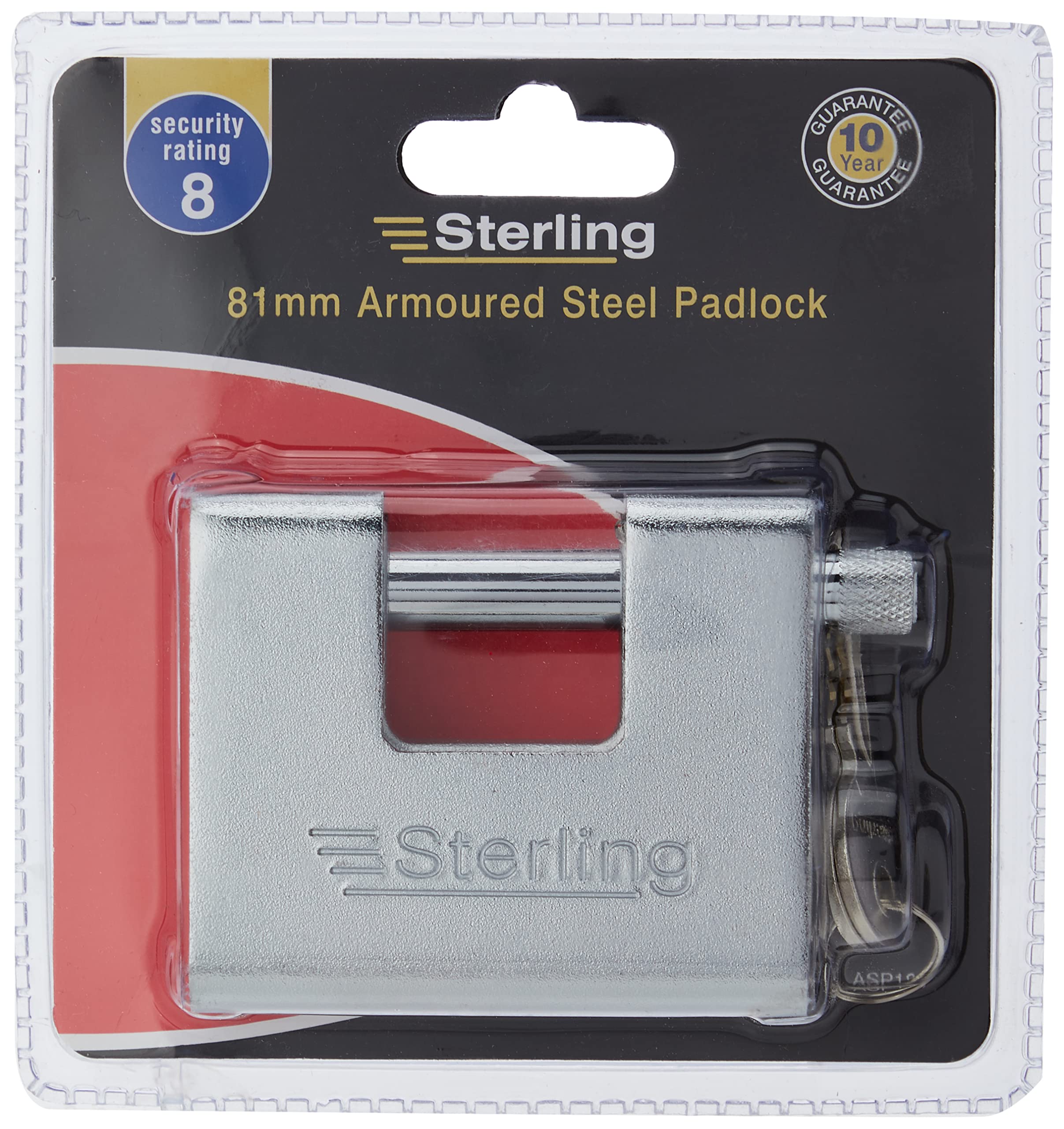 Sterling ASP181 81mm Armoured Steel Padlocks, Grey