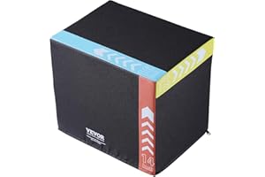 VEVOR 3 in 1 Plyometric Jump Box, 16/14/12 Inch Cotton Plyo Box, Platform & Jumping Agility Box, Anti-Slip Fitness Exercise S