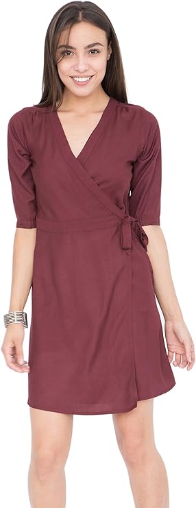 maroon wrap dress