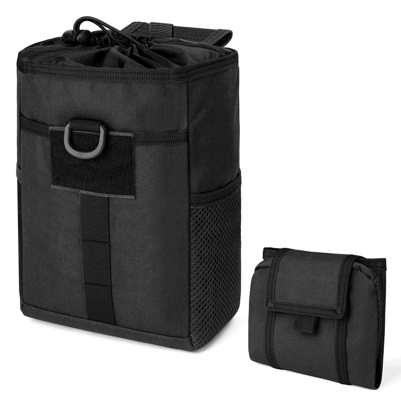 Flintronic Drawstring Utility Bag, Outdoor MOLLE Bags, Compact Accessory Bags Waist Bag, Waterproof, Made of 600D Nylon, Suitable for Outdoor Activity - Black