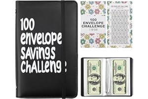 100 Envelope Savings Challenge Book,Reusable A6 Cash Envelopes Binder & Money Budget Organizer,Fun Way to Save $5,000,Cash St