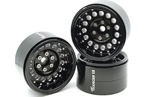 TXXRCSS RC 1.9 Inch Beadlock Wheels Negative Offsets 10mm Rims Hex 12mm Aluminum Wheel for TRX4 TRX6 SCX10 Gen8 1/10 RC Crawler Remote Control Car Upgrades Accessories 4pcs (Black) YK1906