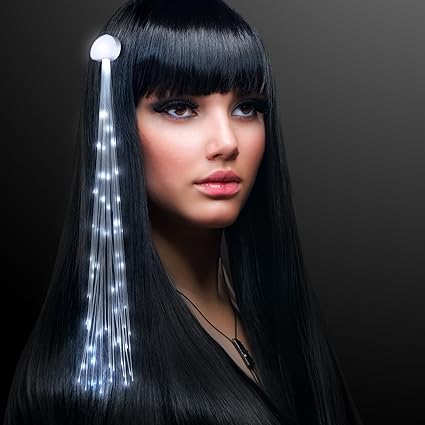 Amazon Com Flashingblinkylights White Fiber Optic Led Hair Clip