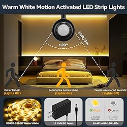 HOUHUI Dual Motion Sensor Light Indoor Under Bed