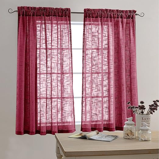 Amazon Com Linen Textured Sheer Curtains For Bedroom Curtain 63